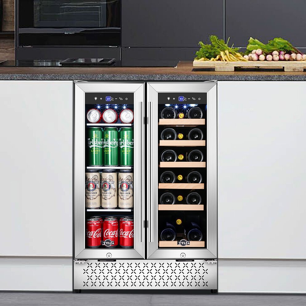 Tylza Wine And Beverage Lovers Collection 23.43'' width 18 Bottle and 57 Can Dual Zone Freestanding/Built-In Wine & Beverage Refrigerator & Reviews